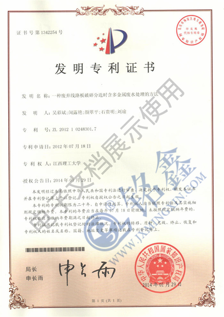 China Jiangxi Mingxin Metallurgy Equipment Co., Ltd. zertifizierungen
